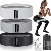 Resistance Bands for Legs and Butt, JR INTL Fabric Workout Bands, Exercise Resistance Bands, Women/Men Stretch Exercise Loops, Thick Wide Non-Slip Gym Bootie Band 3 Set for Squat Glute Hip Training
