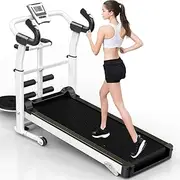 Folding Treadmills Treadmills,3 in 1 Foldable Mechanical Treadmill with Led Display and Heart Rate Check Function Home Small Silent Walking
