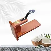 MDT India Table Top Polished Wooden Coconut Scraper Grater Thengai Thuruvi Chirava (Mahogany, Stainless Steel)