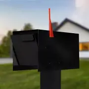 Modern Design Mailbox, Black & White Powder Coated, Tab Pull Handle, Steel He...