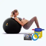 Exercise Gym Workout Ball 65cm, Black Pregnancy Ball Stability Anti-Burst w pump
