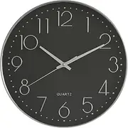 Lizbin Wall Clock, Modern Wall Clock 12 Inch Silent Non-Ticking, Wall Clocks Battery Operated, Large Wall Clock Round Easy to Read, Simple Style Decor Clock, Wall Clock for Living Room, Office (Black)