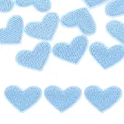 12Pcs Iron on Heart Patches Sew on Heart Embroidered Patches, 25mm Peacock Blue