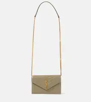 [Saint Laurent] Saint Laurent Cassandre Envelope leather wallet on chain One Size green