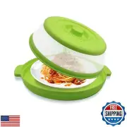 Microwave Food Cover With Handle - Collapsible And Vented Silicone Splash Gua