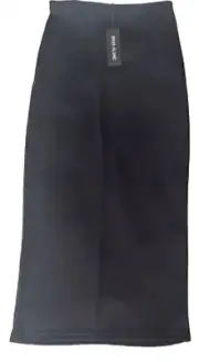 RIVER ISLAND Black Midi length skirt STRETCHY Poly/Elastane Pull On UK 8/US 4