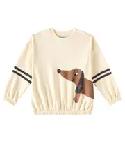 [Mini Rodini] Mini Rodini Dog striped cotton sweatshirt Y 4/5 beige
