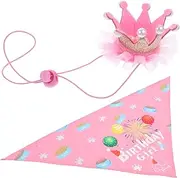YARNOW 1 Set Pet Birthday Hat Scarf Set Dog Birthday Bandana Cap for Dogs Chic and Breathable Photography Props Lanyard Included Random Color