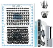 KevKev Lash Extension Kit 168Pcs Lash Clusters Diy Lash Extension Kit Eyelash Extensions Kit with Lash Bond and Seal Lash Applicator Individual Lashes Kit Lash Remover (Cloudy&Cirrus,D-8-16mix)