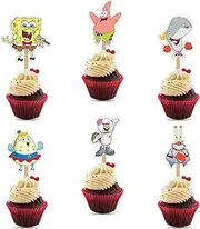 Seyal SpongBob SquaePnts Cupcake Toppers – Fun & Colorful Decorations for Kids’ Parties – Perfect for SpongBob Themed Birthday Celebrations
