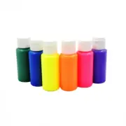 6 x 60ml Uv Glow Neon Face & Body Airbrush Paints With Free Blacklight
