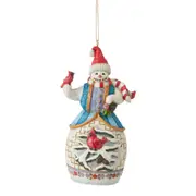 Jim Shore Heartwood Creek Snowman with Cardinal Christmas Hanging Ornament