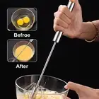 Portable Egg Beater Rotary Kitchen Whisk Stainless Steel Semi-automatic Set