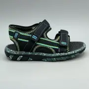 Boys Trail Sandal Hook and Loop Fastening Size 8 Black Lime Adjustable Straps