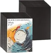 GBACHOOSE Canvas for Painting, 24 Pack Black Stretched Canvas for Painting, Bulk 5x7 Inch 100% Cotton Canvases Panels for Painting, Acrylic, Oil & Watercolor Paint, Tempera, Art