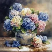 Generic Hydrangeas Vase 11ct Counted Cross Stitch Kits for Beginners Color Printed Stamped Cross-Stitch Supplies Needlework Printed Embroidery Kits DIY Kits Needlepoint Starter Kits 50x50cm (h178)