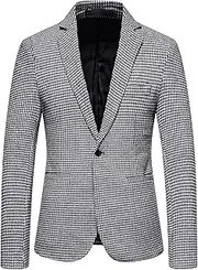 [Generic] Mens Plaid Blazer Sport Coat Leisure Lightweight Two Button Suit Jacket Slim Fit Checkered Blazers for Men Wedding