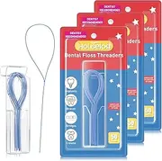 Houselog Dental Floss Threader, Deep Clean Floss for Braces, Bridges, Implants 50 Count (Pack of 3)