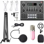 Labymos Multifunctional Live V9 Sound Card and BM800 Suspension Microphone Kit Broadcasting Condenser Microphone Set Intelnt Webcast Live Sound Card for Computers and Mobilephone