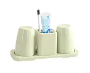 Bathroom Toothbrush Toothpaste Stand Organizer Plastic Storage Rack Set -Nordic Green