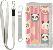 [Yoogain] Peach Cute Cartoon Animals wallet for men for womans unique men wallet with lanyard, peach cute cartoon animals, 1 size, Fashion
