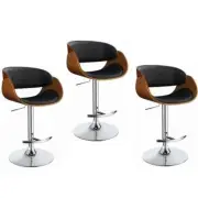 Home Square 3 Piece Adjustable Bar Stool Set in Black and Chrome