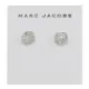 MARC JACOBS 金屬logo圓牌水鑽裝飾耳針式耳環(銀)