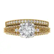 2.3ct Round Cut Bridal Engagement Promise Ring Band Set 14k Two-Tone solid Gold