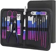 lskdnrufh Nail Clipper Set Manicure Set, Pedicure Kit Nail Scissors Grooming Kit with Travel Case Stainless Steel Gradient Professional Manicure Set(18 pcs in 1)