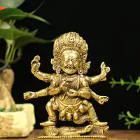 在飛比找樂天市場購物網優惠-純銅六臂瑪哈嘎拉佛像大黑天財神佛像尼泊爾密宗擺件西藏家居飾品