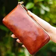 [TATSEN] Our Store Benefits! Close Your Eyes Into The Phone Bag! Handmade Leather Wallet Casual Cowhide Coin Purse Clutch (Color : D, Size : 3pack)