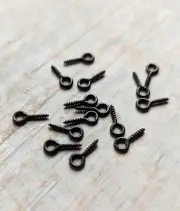 50 Eye Pins Screws Loop Hook Hoop Ornament Pin Bulk Lot Black Small 12mm