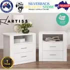 Artiss Bedside Tables Set of 2 White TARA 2 Drawer Nightstands with Shelf Modern