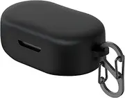 Geekria Silicone Case Cover Compatible with JBL Quantum TWS True Wireless Earbuds, Earphones Skin Cover, Protective Carrying Case with Keychain Hook, Charging Port Accessible (Black)