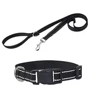 Dog Collar Set, Reflective Strips and Harness, Quick Release Buckle Pet Leader, Adjustable, Breathable Outdoor Puppy Training Gear for Small to Large Dogs, 50 x 2.5 x 1cm