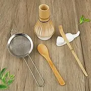 DJAPWPX 6 Pcs Matcha Whisk Set, Elegant Matcha Tea Kit Includes Whisk Holder Stainless Steel Sifter Bamboo Scoop Spoon Whisk Spoon Holder for Tea Lovers Beginners