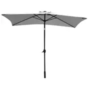 Arcadia Furniture Outdoor 3m Heavy Duty Garden Umbrella w/ Solar Lights Grey