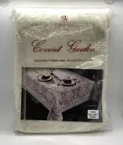Vintage 70's Covent Garden Tablecloth Oval 60” X 86” Ivory Puritan Lace Quaker