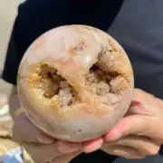 2.4lb Natural Pink Amethyst Geode ball quartz crystal sphere Mineral Specimen