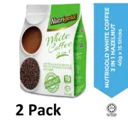 2 X Nutrigold Instant White Coffee 15 Sticks - Hazelnut Flavor | Express Ship