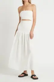 BNWT SIR THE LABEL IVORY MADELYN STRAPLESS DRESS - SIZE 3/12 AU/8 US (RRP $380)