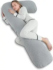 AngQi Body Pregnancy Pillow with Jersey Cover, L Shaped Full Body Pillow for Pregnant Women and Side Sleeping