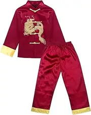 [KKmeter] Kids Boys Traditional Chinese Kung Fu Outfit Embroidery Dragon Tang Uniform Martial Arts Suits