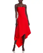 Amsale Strapless Midi Dress