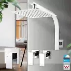 ACA Chrome 8'' Square Stainless Steel Shower Head Gooseneck Arm Set /Mixer Taps