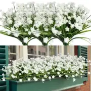 8 Bundles Artificial Flowers, Fake Artificial Greenery UV Resistant No Fade F...