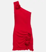 [Blumarine] Blumarine Floral-appliqué crêpe minidress AU 14 red