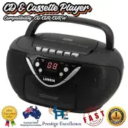 Portable CD Cassette Player AM/FM Radio Audio Aux In Mono/Stereo Selector Black