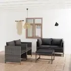 Modular Outdoor Sofa Set Poly Rattan 4-Seater Garden Lounge Couch With Cushions