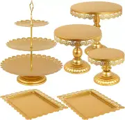 Uyoyous Gold Cake Stand Set 6 Pcs Cupcake Stand Metal Cake Stand Gold Dessert